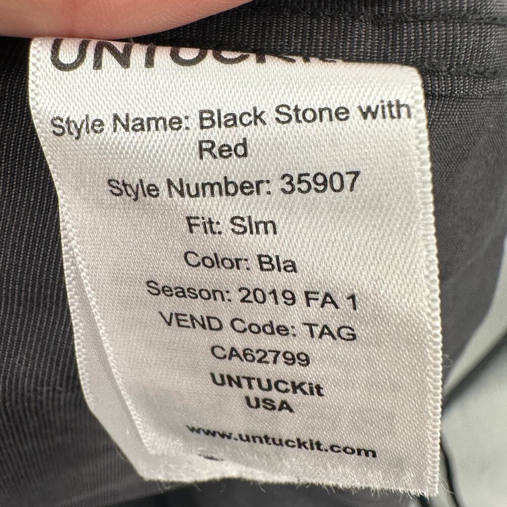 UNTUCKIT Solid Black Stone 100% Cotton Button Down Shirt // M - Picture 5 of 8